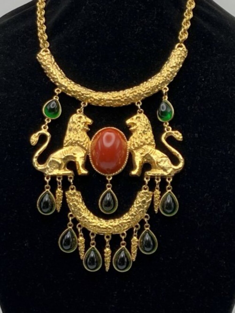 Massive Donald Stannard Twin Lions Haute Couture Vintage Statement Necklace RARE